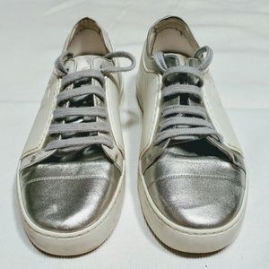 Chanel white and silver sneakers